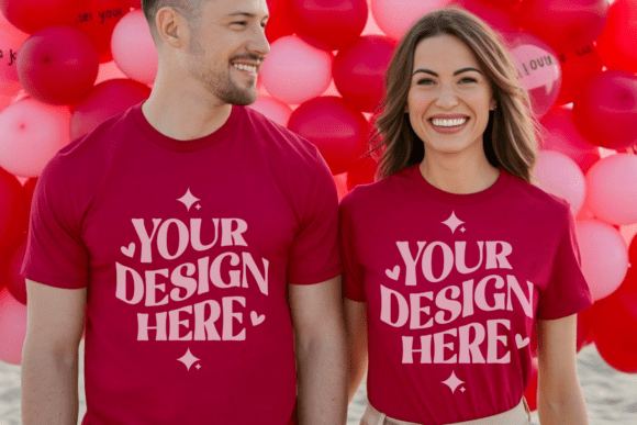 BC3001 Valentine Couple T-Shirt Mockup