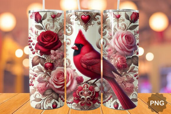 Cardinal Roses Floral Heart Tumbler Wrap: A Versatile Design for Creative Projects