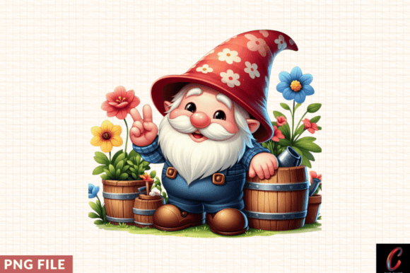 Cheerful Garden Gnome Barrel Clipart Png: A Versatile Design for Creative Projects