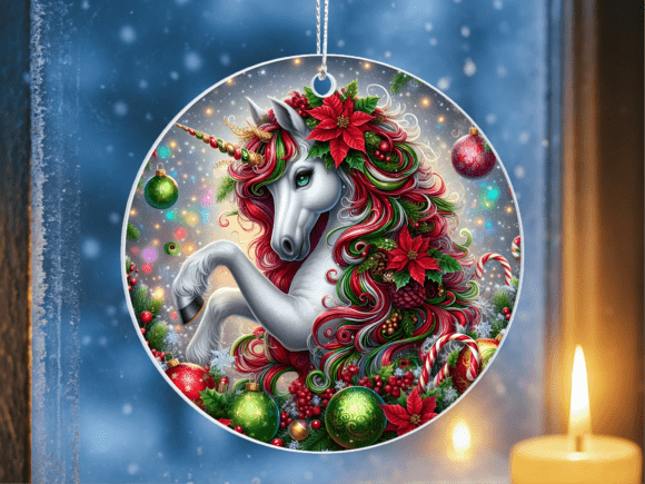 Christmas Poinsettia Unicorn Ornament: A Magical Addition to Your Holiday Decor