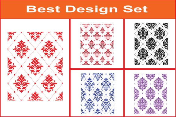 Elegant Damask Seamless Pattern SVG Set
