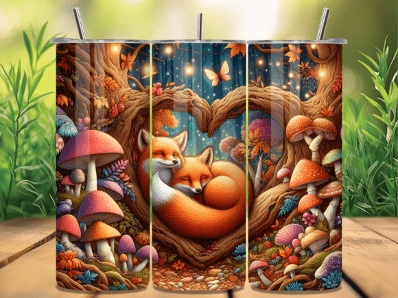 Forest Fox in Autumn Heart Tumbler Wrap