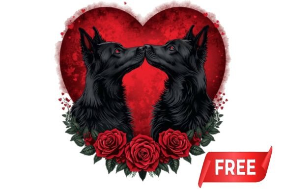 FREE Gothic Dog Valentine Clipart 1PNG