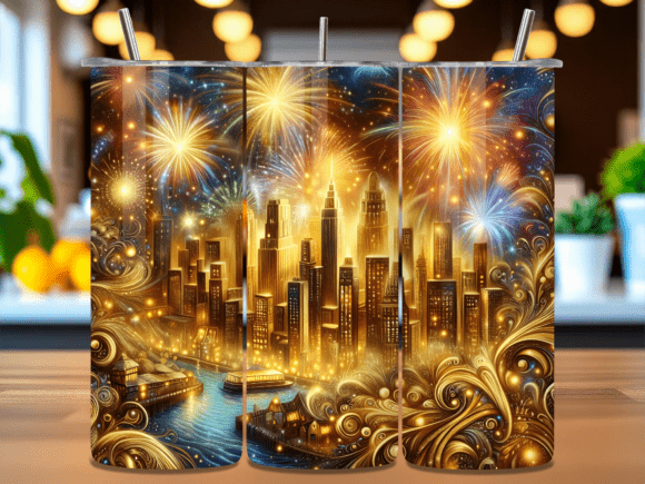 Happy New Year City Skyline Tumbler Wrap: A Versatile Design for Creative Projects