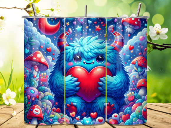 Monster Heart Blue Mushroom Tumbler Wrap