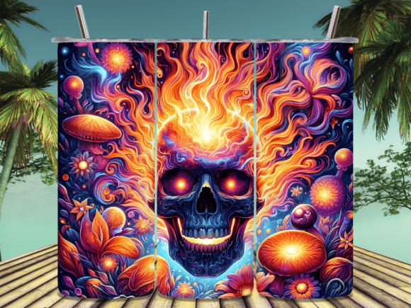 Mystical Skull Psychedelic Tumbler Wrap: A Bold Statement for Your Drinkware