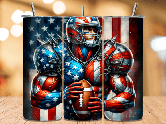 Patriotic Football Player Tumbler Wrap