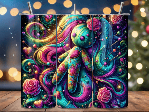 Psychedelic Rainbow Voodoo Doll Tumbler: A Unique Design for Creative Expression