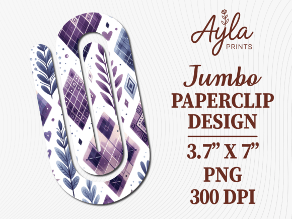 Purple Flowers Jumbo Paperclip Design