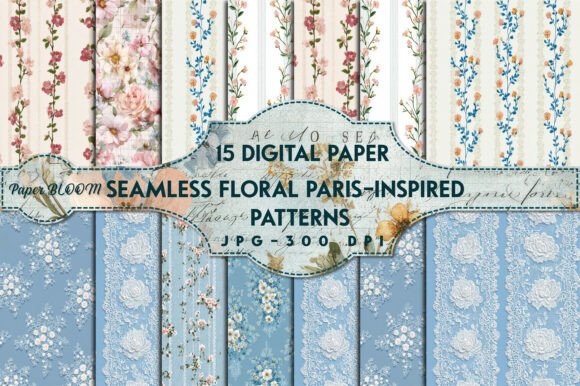 Seamless Floral Paris-Inspired Patterns