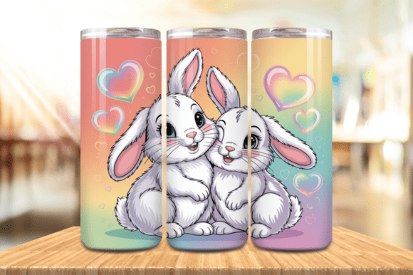 Valentine Day Bunny Couple Tumbler Wrap