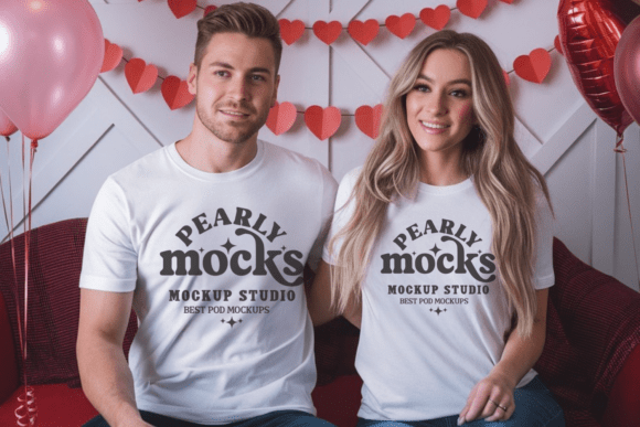 Valentine's Day Couple T-Shirt Mockup 14: A Creative Tool for Designers