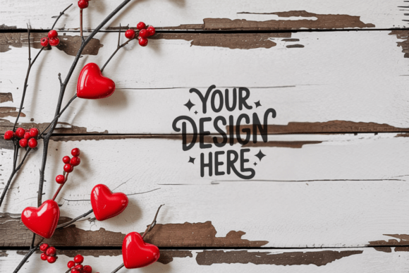 Valentine s Day Flat Lay Heart Mockup 13