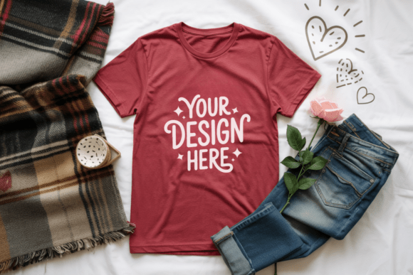 Valentine's Day Flat Lay Shirt Mockup 11: Elevate Your Design Presentations