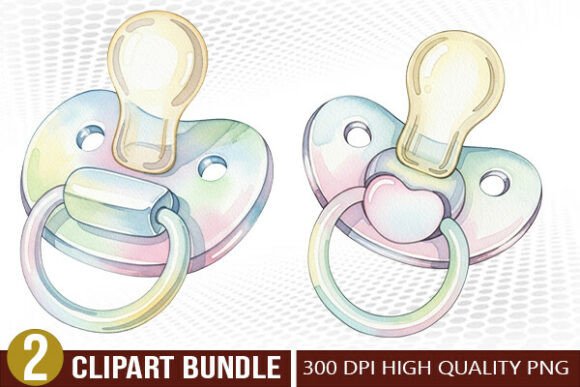 Watercolor Baby Pacifier PNG Clipart Set: A Versatile Resource for Creative Projects