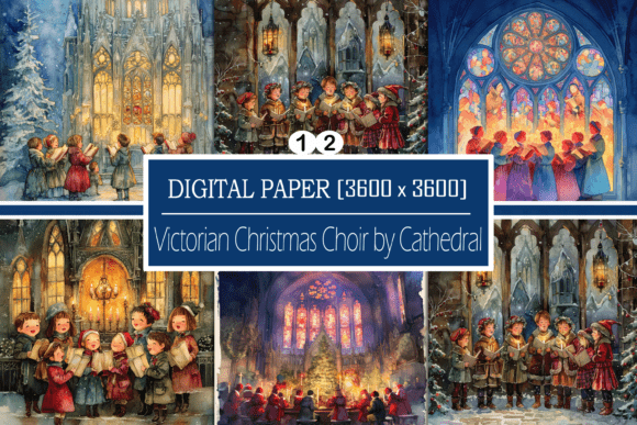 Watercolor Victorian Christmas Choir