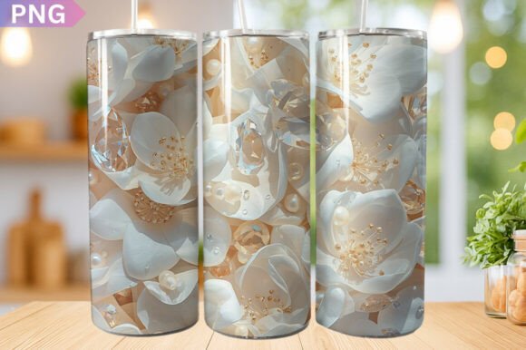 White Flowers and Pearls Tumbler Wrap: A Stylish and Practical Solution for Custom Drinkware