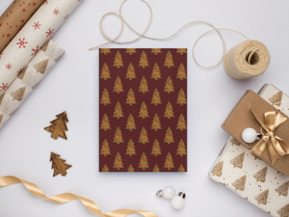 Winter Golden Pine Tree: Elegant Holiday Design